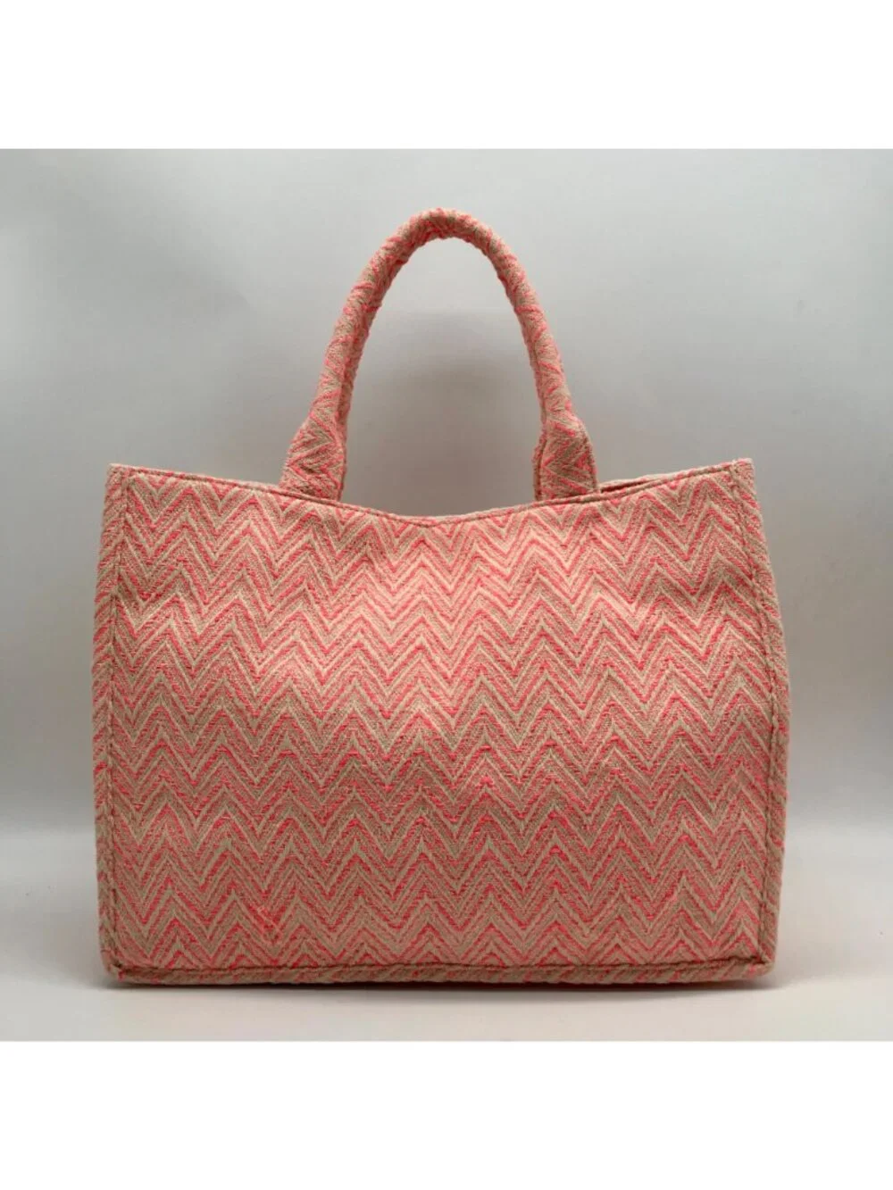 Pink Chevron Pattern Tote Bag - Picture 2 of 10